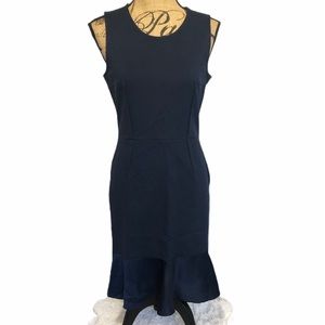 DKNYC Blue Cotton Knee Length Mermaid Dress Satin